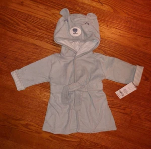 NWT Carters Baby Boys Bath Robe blue Hooded 0-9 months Bear hood - Picture 1 of 2