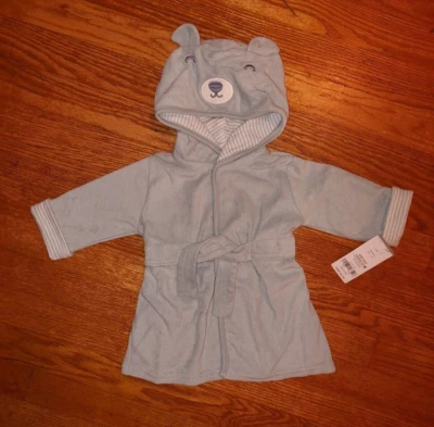 NWT Carters Baby Boys Bath Robe blue Hooded 0-9 months Bear hood - Image 1 of 2