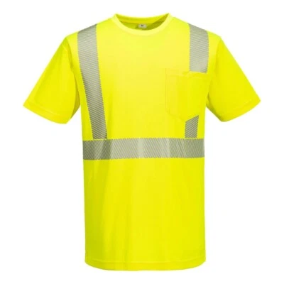Portwest L044 - Hi-Vis Lightweight S/S T-Shirt Segmented Tape Yellow SIZES L-6X* - Image 1 of 2