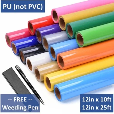 HTV Heat Transfer Vinyl Rolls - PU Highest Quality 12"x10FT, 12"x25FT Cricut - image 1 of 4
