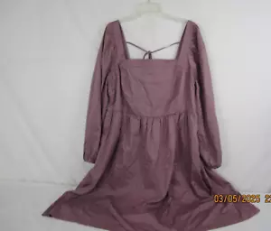 Ava & Viv Women's Long Ballon Sleeve Woven Midi Dress Mauve 2X - Picture 1 of 15