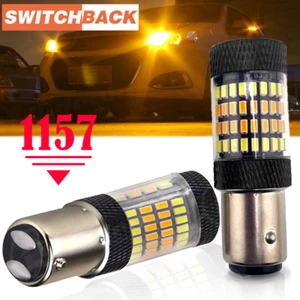 White/Amber 1157 LED DRL Switchback Turn Signal Parking Light Bulbs Dual Color - Picture 1 of 23