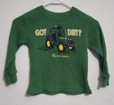 Camisa John Deere Niños Talla 4 Manga Larga Tractor Got Dirt Estampado Gráfico Foto 1 de 3