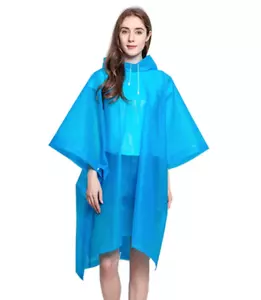 New Hooded Raincoat Backpack Cover Poncho Blue Unisex One Size Dry & Protected - Picture 1 of 6