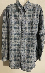 Junction West Talla M Hombre’s Azul Estampado Geométrico Manga Larga Camisa Abotonada - Imagen 1 de 6
