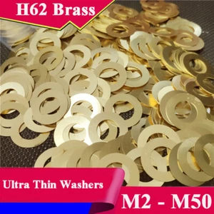 H62 Brass Ultra Thin Washers Shims Spacer Flat Precision Gasket All Sizes M2-M50 - Picture 1 of 6