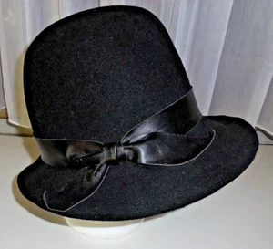 Vintage Hut Cloche Glockenhut schwarz Wollfilz 50/ 60er Jahre Größe 56 - Bild 1 von 4