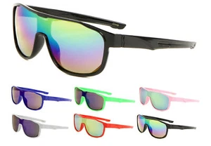 KIDS SLIM SPORT WRAP AROUND SUNGLASSES ONE PIECE SHIELD LENS RETRO OUTDOOR BOYS - Picture 1 of 6