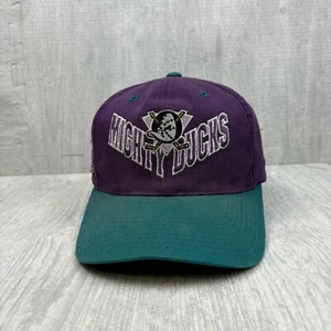 Vintage Anaheim Might Ducks Hat Cap Snapback Maroon Teal V Logo Big NHL Hockey - Picture 1 of 7