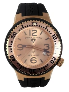 SWISS LEGEND NEPTUNE 46 mm para hombre tono oro rosa resistente al agua 10 cajeros automáticos saphitex - Imagen 1 de 17