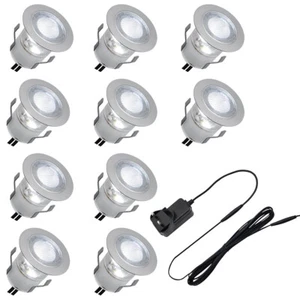 Indoor LED Plinth Lights 30mm Round Cabinet Lights 10 Kit Cool White 6500k PL5CW - Picture 1 of 9