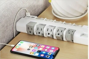 6ft Power Strip 2 USB 5 Outlet 90° Swivel Rotate Socket Individual Switch Surge - Picture 1 of 6