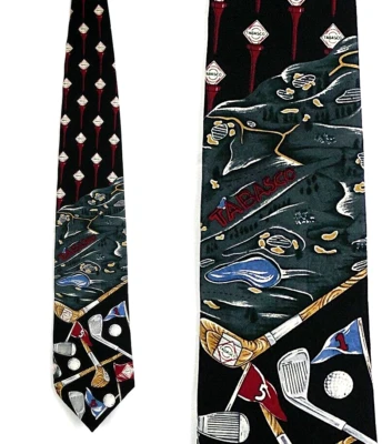 Tabasco Golf Themed 100% Silk Necktie Tie Made in USA - Image 1 of 4