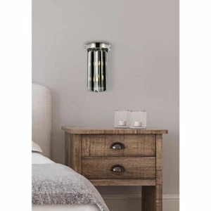 CRYSTAL WALL SCONCE POLISHED NICKEL SILVER SHADE BATHROOM DINING ROOM LIGHT - Picture 1 of 8