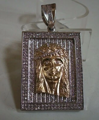 Colgante con dije de hip hop de moda de Jesús con acabado en oro rosa, oro y plata para hombre Foto 1 de 4