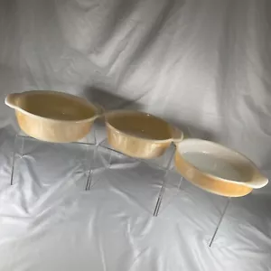 Vintage Anker Hocking Fire King Pfirsich Glanz Menge 3 Auflauf Geschirr Kuchen Geschirr - Bild 1 von 16