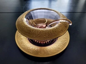 Vintage Lotus 22 Kt Einzelportion Glas Bowle Schüssel Set - Bild 1 von 15