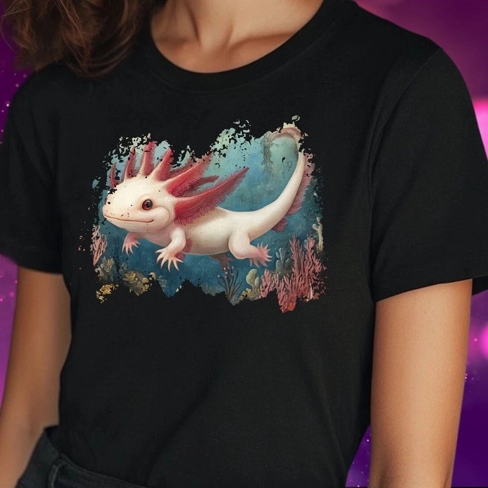 Frauen T-Shirt Axolotl Motiv Baumwolle Größe S bis 3XL - Bild 1 von 1