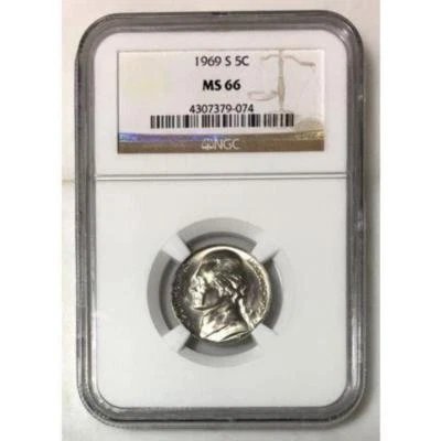 1969 S Jefferson Nickel NGC MS66  ***Rev. Tye's Stache** #907499 - Image 1 of 4