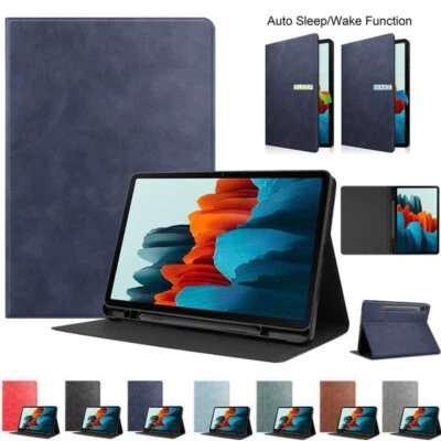 Capa de couro inteligente com suporte para lápis para Samsung Galaxy Tab S7 - Imagem 1 de 4