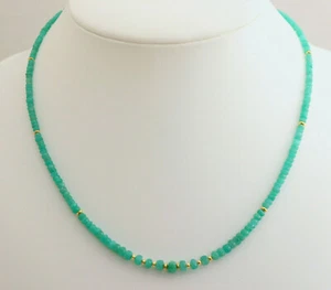 Precioso Esmeralda Cadena Natural Facetadas Rondell Verde Piedras Collar 47CM - Imagen 1 de 2