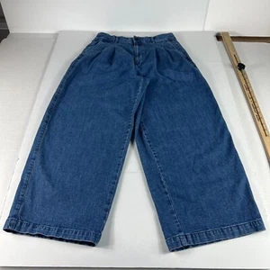 Madewell Jeans Women's 27x24* Wide Leg Pleated Crop High Rise Blue Denim Tag 4 - Picture 1 of 19