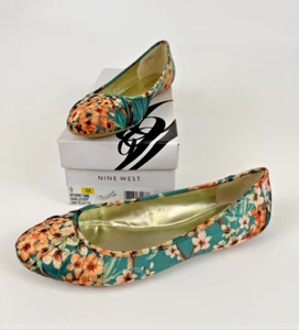 Zapatos planos para mujer Nine West nuevos con etiquetas verdes brillantes multicolores talla 9 M nuevos en caja - Imagen 1 de 11
