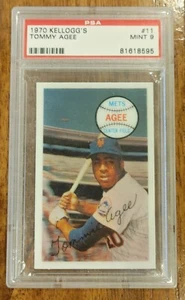 1970 Kelloggs #11 TOMMY AGEE Mets Kellogg's MINT PSA 9 Free Shipping - Picture 1 of 1