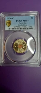 🤎PCGS MS67 2020-C 'Firefighters' $2 Coloured Coin + FREE Shipping 🛻 - Picture 1 of 3