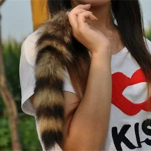 Cute Foxs Racoon Tail Keychain Fur Pendant Key Chain Bags Charm Couple Keyrings - Picture 1 of 11