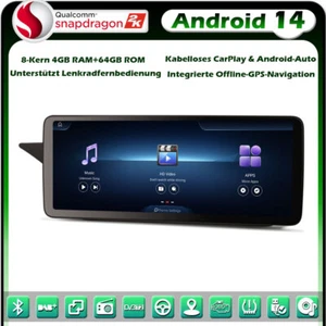 12,3" 128GB Android 14 8-Kern DAB+ Autoradio CarPlay Mercedes E-Klasse W212 S212 - Bild 1 von 22