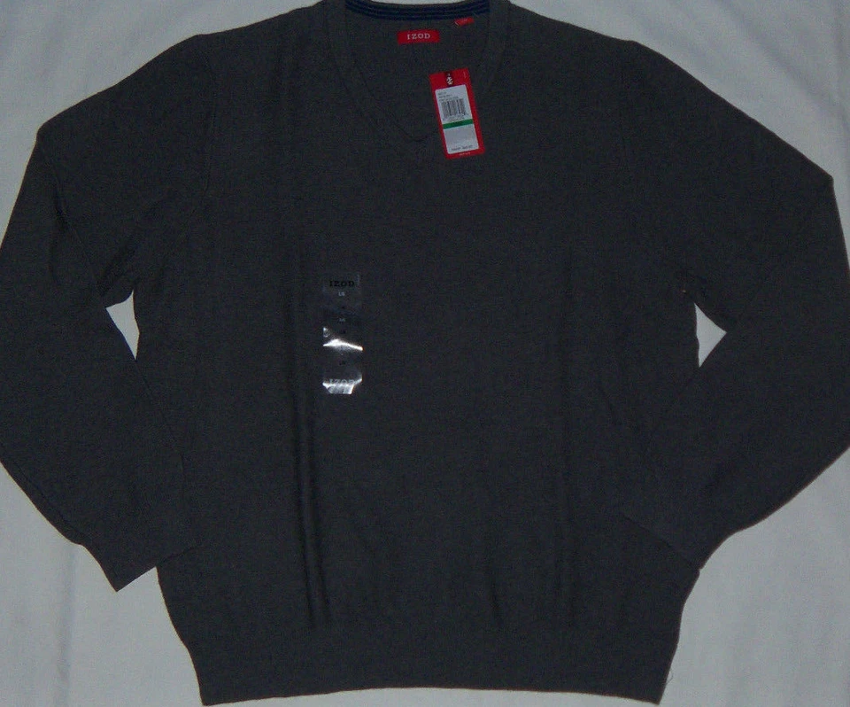 IZOD Fine Gauge Gray V-Neck Sweater - Size M -