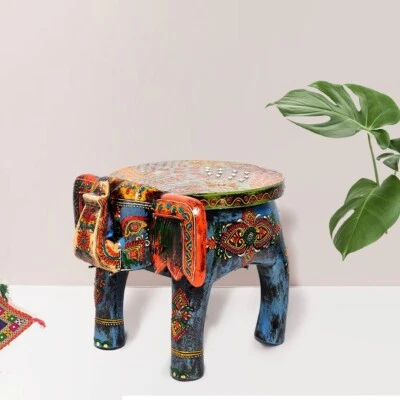 Elephant Stool Wooden Table Indian Home Room Decor Stand Stool Unique Gift Item - Image 1 of 4