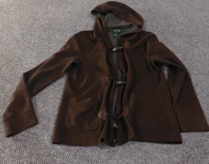 lauren ralph lauren jacket women medium brown toggle hoodie cotton retro - Picture 1 of 12