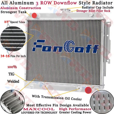 3 Row Radiator For 1968-1972 1969 1970 Dodge Charger /1970-73 Plymouth Barracuda - Image 1 of 4