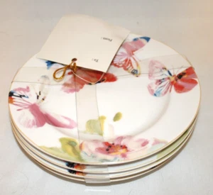 222 Fifth Spring Beauty Appetizer/ Bread Plates Butterflies 6.75" Set of 4 New - Picture 1 of 3