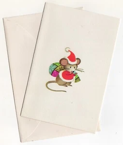 Unused Vintage Norcross Little Brown Santa Claus Mouse Christmas Greeting Card - Picture 1 of 4