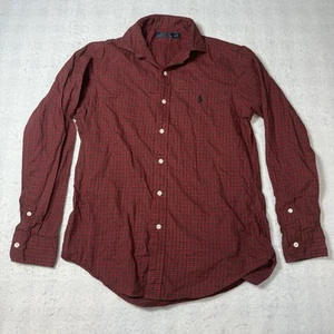 Polo Ralph Lauren Mens Button Up Long Sleeve Medium Red Check Plaid - Picture 1 of 9