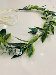 Floral Headband Woodland Fairy Adjustable Satin Ribbon Tie One Size NEW - Picture 1 of 8