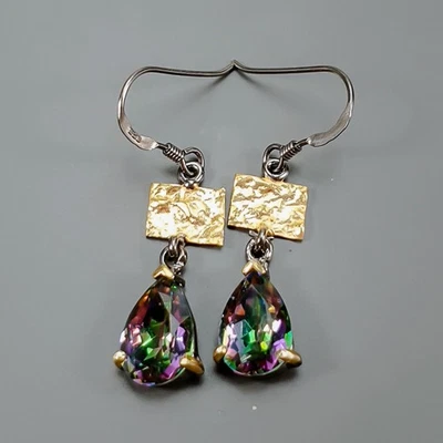 Handmade jewelry Natural Mystic Quartz Earrings 925 Sterling Silver /E126478 - Image 1 of 4