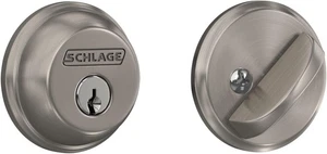 Schlage B60N 619 Deadbolt, Keyed 1 Side, Residential, Satin Nickel - Picture 1 of 4