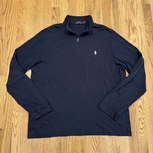 Polo Ralph Lauren Pima Cotton 1/4 Zip Pullover Men's Size XL Navy Blue  - Picture 1 of 6