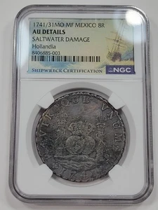 1741/31 ACTUALIZACIÓN México 8 Reales HOLANDA Naufragio NGC AU Incrustado *K732 - Imagen 1 de 5
