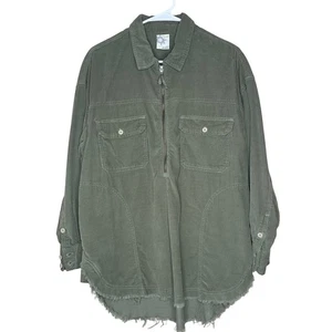 Offline by Aerie Green Corduroy 1/4 Zip Oversized Pullover Shacket Size Small - Picture 1 of 10