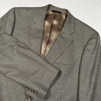 Abrigo deportivo Jos A Bank para hombre 42L marrón gris a cuadros seda lana blazer chaqueta clásica Foto 1 de 4