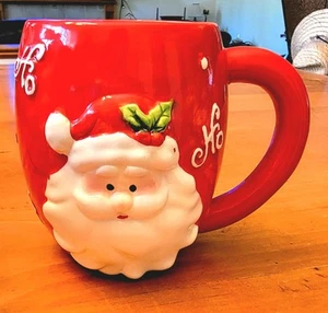 Festive 3D Santa Claus Ceramic Mug - 16 oz - "Ho Ho Ho" Holiday Design - Picture 1 of 6