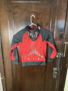Air Jordan Nike Full Zip Up Hooded Sweatshirt Black Red Youth Medium 10-12 - Picture 1 of 12