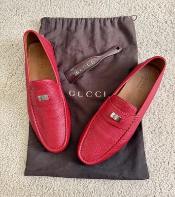 [Box included] Gucci Driving Loafers Rosso Red, Genuine Leather, Size 10.5 US - Image 1 of 4