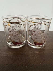 VTG Culver Clipper Ship Whiskey Scotch Glasses Old Fashioned 14 oz Set of 2 - Picture 1 of 11