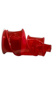 Celebrate It Wired Ribbon Red Vinyl Holiday 2.5" x 20' ~ 2 Rolls Craft Decor - Picture 1 of 3